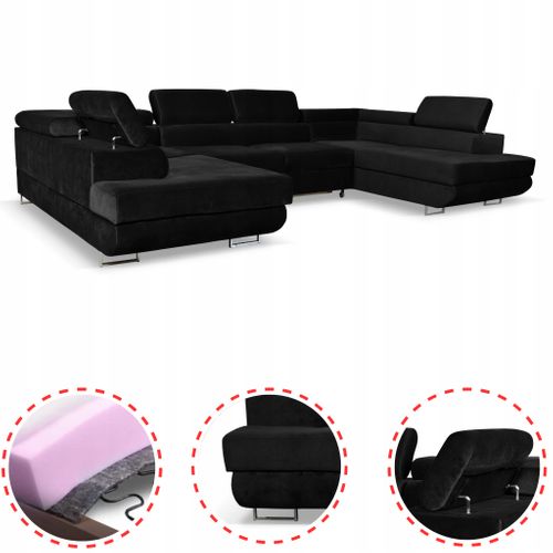 Canapé D'angle Convertible - Family - Bosso - Noir/blanc - Convertible - New Velo 107