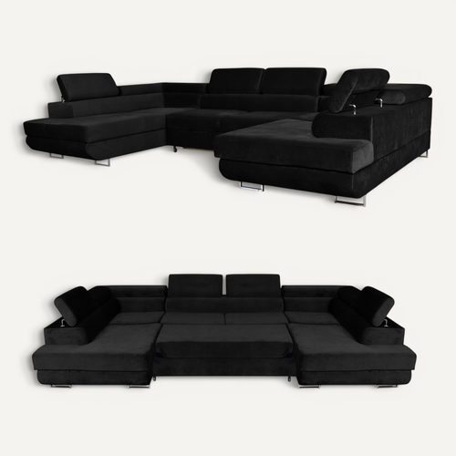 Canapé D'angle Convertible - Family - Bosso - Noir/blanc - Convertible - New Velo 107
