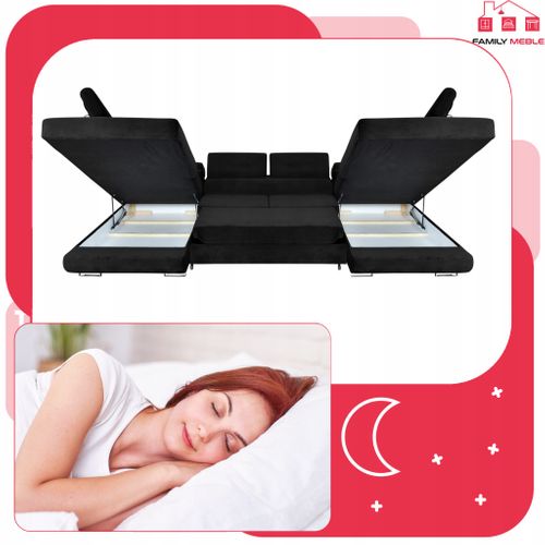 Canapé D'angle Convertible - Family - Bosso - Noir/blanc - Convertible - New Velo 107