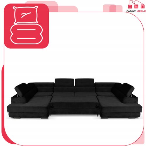Canapé D'angle Convertible - Family - Bosso - Noir/blanc - Convertible - New Velo 107