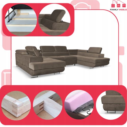 Canapé D'angle Convertible - Family - Bosso - Marron/blanc - Convertible