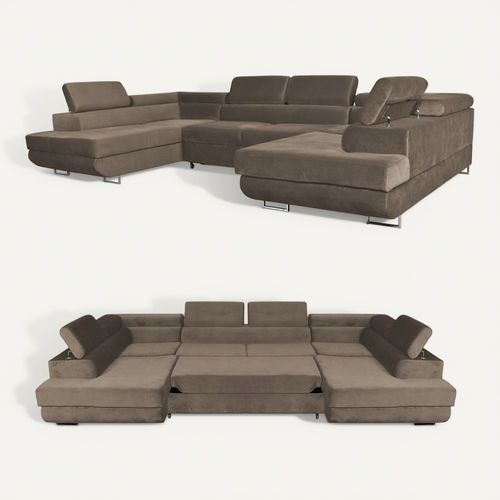 Canapé D'angle Convertible - Family - Bosso - Marron/blanc - Convertible