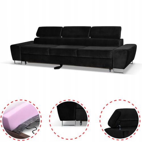 Canapé Convertible - Family - Bosso - Noir - Convertible - New Velo 107 - Réf 9107