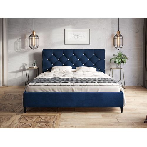 Lit adulte capitonné Tête de lit haute Design moderne 140x200 cm gris