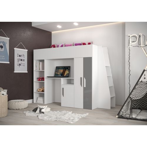 Party 15 Lit Superposé 230/165/95 Cm, Surface De Couchage: 90x200 Cm (blanc/gris)