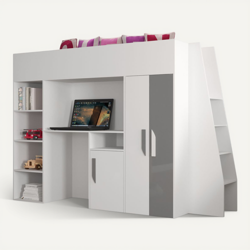 Party 15 Lit Superposé 230/165/95 Cm, Surface De Couchage: 90x200 Cm (blanc/gris)