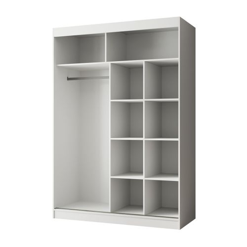 Armoire PACO 150cm – Armoire 2 Portes Coulissantes Avec Miroir, Blanc