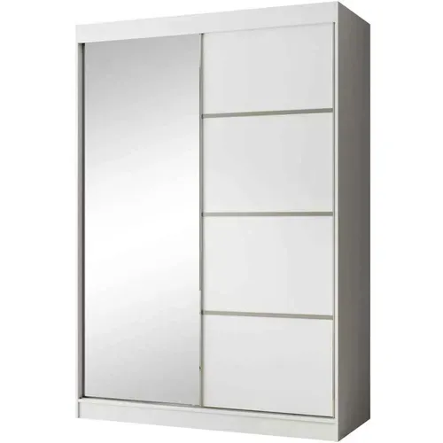 Armoire PACO 150cm – Armoire 2 Portes Coulissantes Avec Miroir, Blanc