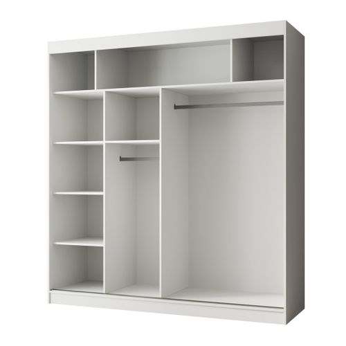 Armoire PACO 200cm – Armoire 2 Portes Coulissantes Avec Miroir, Blanc