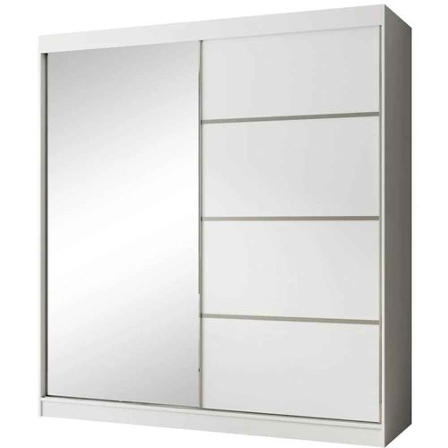 Armoire PACO 200cm – Armoire 2 Portes Coulissantes Avec Miroir, Blanc