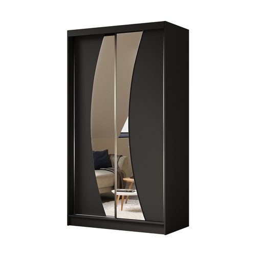 Armoire VOX 120 cm – 2 Portes Coulissantes Avec Miroir – Noir