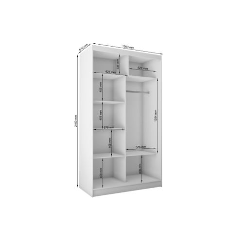 Armoire VOX 120 cm – 2 Portes Coulissantes Avec Miroir – Noir