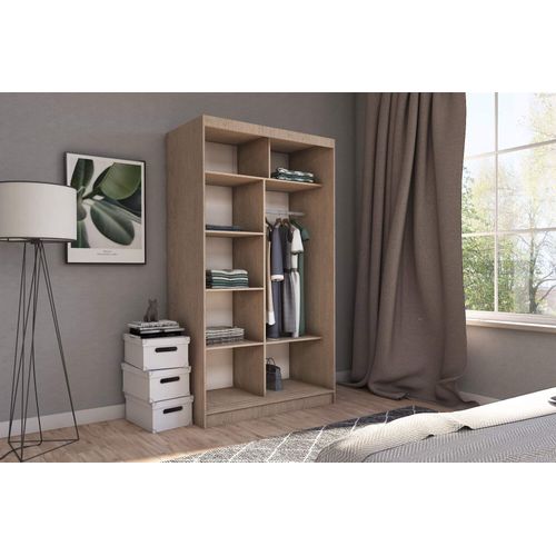 Armoire VOX 120 cm – 2 Portes Coulissantes Avec Miroir – Graphit
