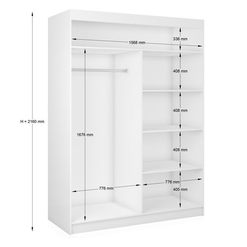 Armoire VOX 160 cm – 2 Portes Coulissantes Avec Miroir – Blanc