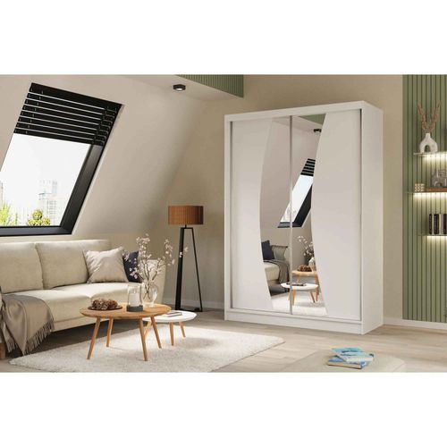 Armoire VOX 160 cm – 2 Portes Coulissantes Avec Miroir – Blanc