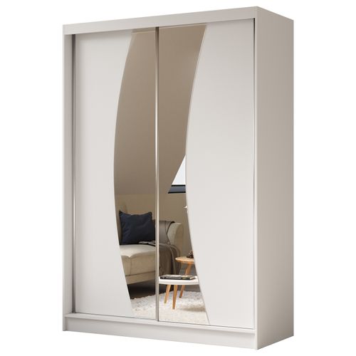 Armoire VOX 160 cm – 2 Portes Coulissantes Avec Miroir – Blanc