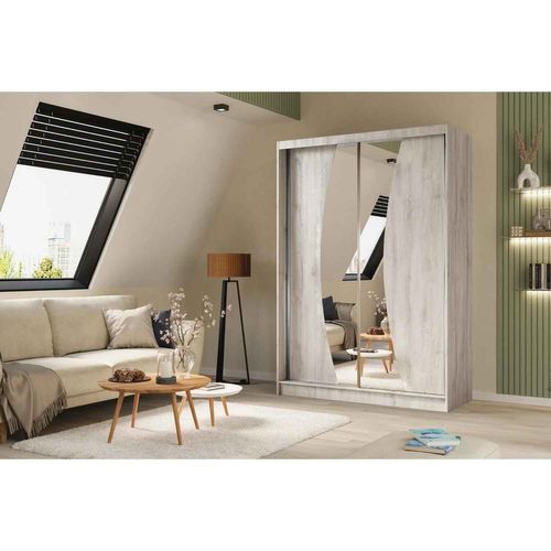 Armoire VOX 160 cm – 2 Portes Coulissantes Avec Miroir – Chêne Sonoma