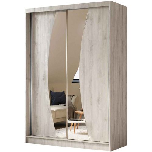 Armoire VOX 160 cm – 2 Portes Coulissantes Avec Miroir – Chêne Sonoma