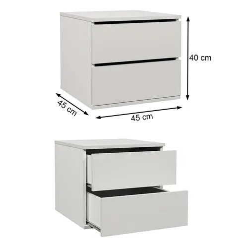 Armoire Helix 120 cm, 2 Portes, Miroir + 2 Modules à Tiroirs, Blanc et Chêne Artisan Lamelles