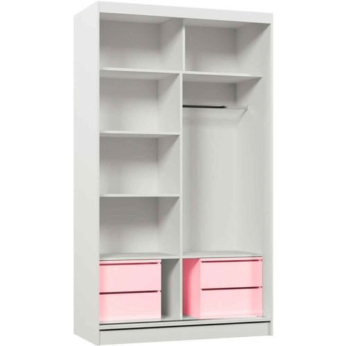 Armoire VOX 120 cm – 2 Portes Coulissantes Avec Miroir Et 2 Modules à Tiroirs – Graphit