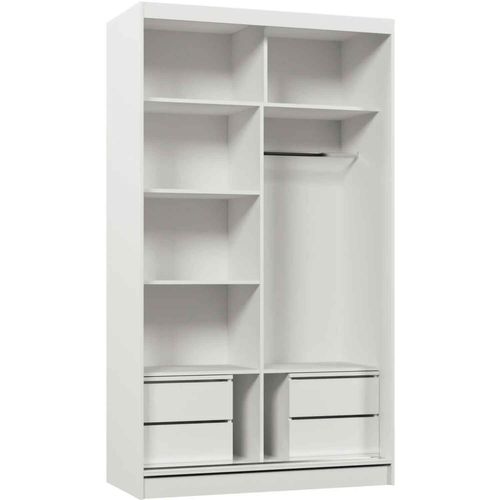 Armoire VOX 120 cm – 2 Portes Coulissantes Avec Miroir Et 2 Modules à Tiroirs – Graphit