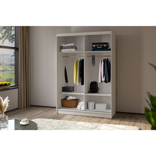 Armoire VOX 150 cm – 2 Portes Coulissantes Avec Miroir Et 2 Modules à Tiroirs – Chêne Artisan