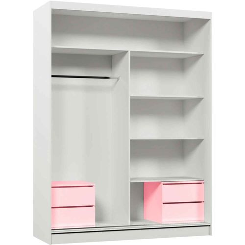 Armoire VOX 160 cm – 2 Portes Coulissantes Avec Miroir Et 2 Modules à Tiroirs – Chêne Artisan