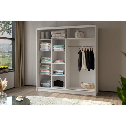 Armoire 2 Portes Coulissantes – Mario 200 cm - Blanc