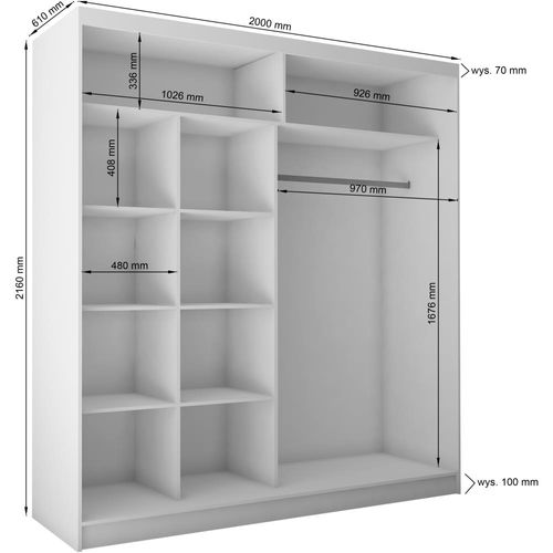 Armoire 2 Portes Coulissantes – Mario 200 cm - Blanc
