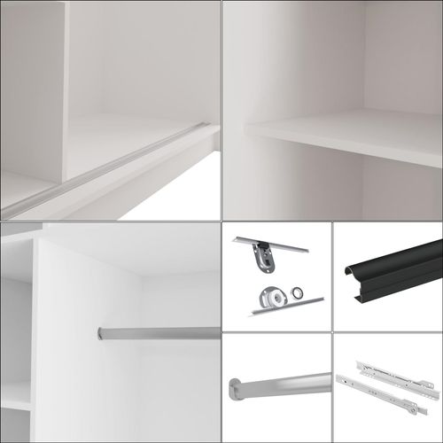 Armoire 2 Portes Coulissantes – Mario 200 cm - Blanc