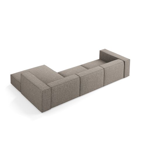 Canapé Modulable 4 Places En Chenille - Avec Tabouret Rangement, Porte-gobelets Et Poches Latérales