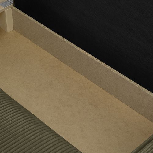 Canapé D'angle Convertible Réversible 4 Places Avec Coffre En Velours Côtelé Vert Kaki - Livia