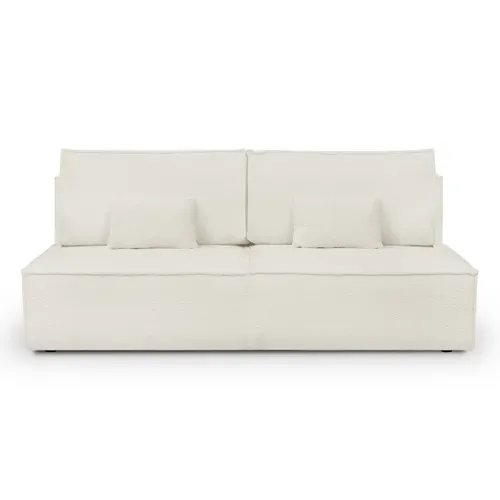 Canapé Convertible 3 Places Avec Coffre De Rangement En Tissu Bouclé Beige - Milla