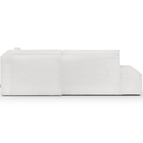 Canapé D'angle à Droite Convertible 3 Places Avec Coffre En Tissu Bouclé écru - Barani