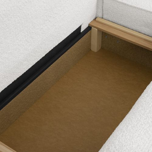 Canapé D'angle à Droite Convertible 3 Places Avec Coffre En Tissu Bouclé écru - Barani