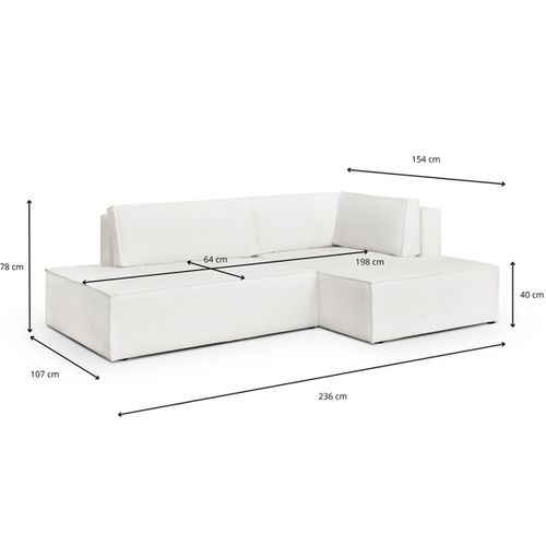 Canapé D'angle à Droite Convertible 3 Places Avec Coffre En Tissu Bouclé écru - Barani