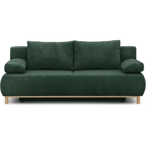 Banquette Convertible 3 Places Mika Velours Côtelé Vert Foret Coffre De Rangement