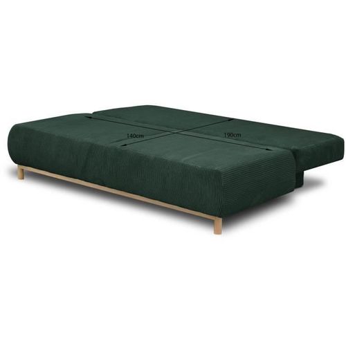 Banquette Convertible 3 Places Mika Velours Côtelé Vert Foret Coffre De Rangement