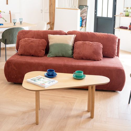 Canapé Convertible 3 Places Avec Coffre De Rangement En Velours Côtelé Rouille - Gemma