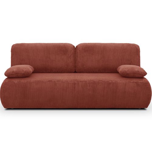 Canapé Convertible 3 Places Avec Coffre De Rangement En Velours Côtelé Rouille - Gemma