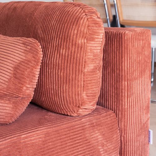 Canapé Convertible 3 Places Avec Coffre De Rangement En Velours Côtelé Rouille - Gemma