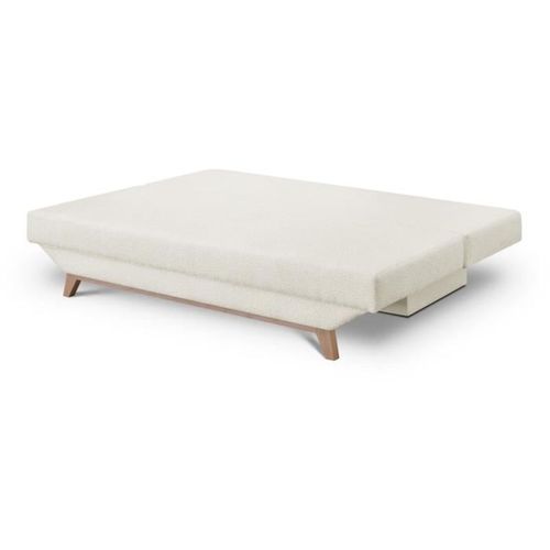 Banquette Convertible 3 Places Teijo - Tissu Bouclette Beige - Coffre De Rangement - L187 X P91x H8