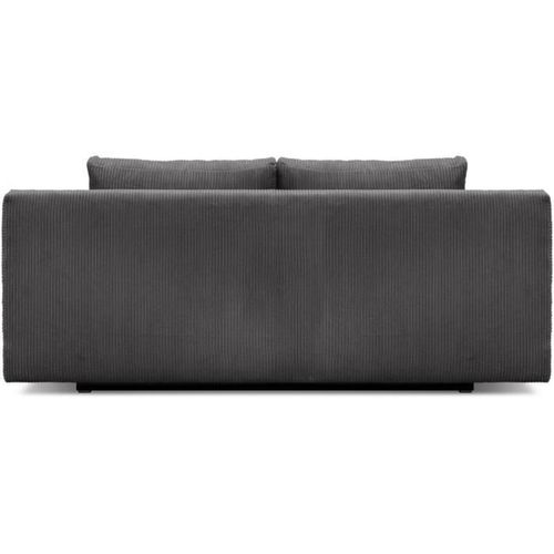 Banquette Convertible 3 Places - Velours Côtelé Gris Foncé - Coffre De Rangement - L 192 X H 84 X