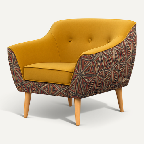 Melvi Jaune – Fauteuil Scandinave Tapissé En Velours