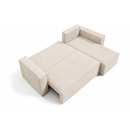 Canapé D'Angle Convertible Corda En Velours Côtelé - Crème