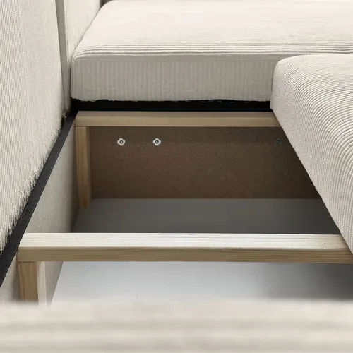 Canapé D’angle Convertible Senna En Velours Cotelé - Blanc Cassé