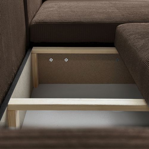 Canapé D'angle Convertible Senna En Velours Côtelé - Marron