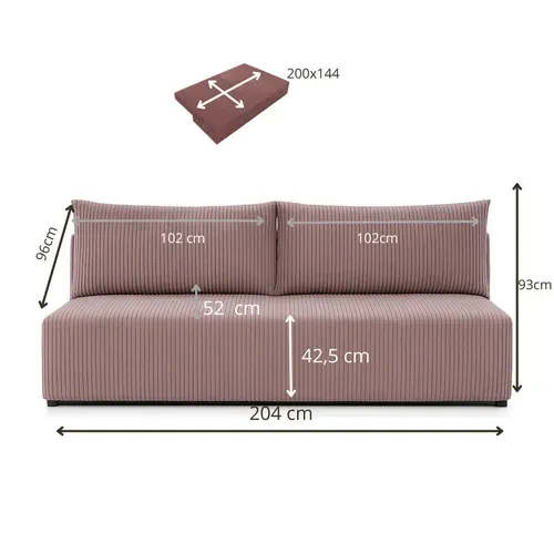 Canapé Luno Rose en velours