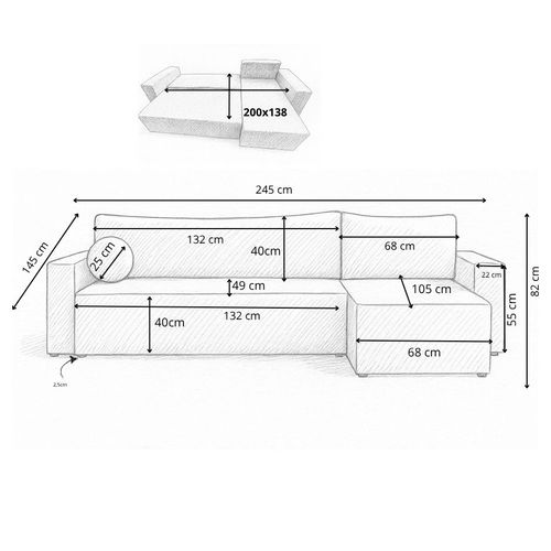 Canapé D’angle convertible Balton, Design Élégant