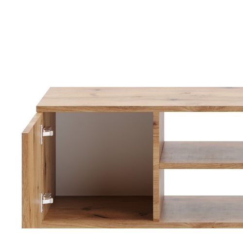 Meuble TV FOCUS L 135 x P 40 x H 49cm Armoire TV chêne doré, pieds